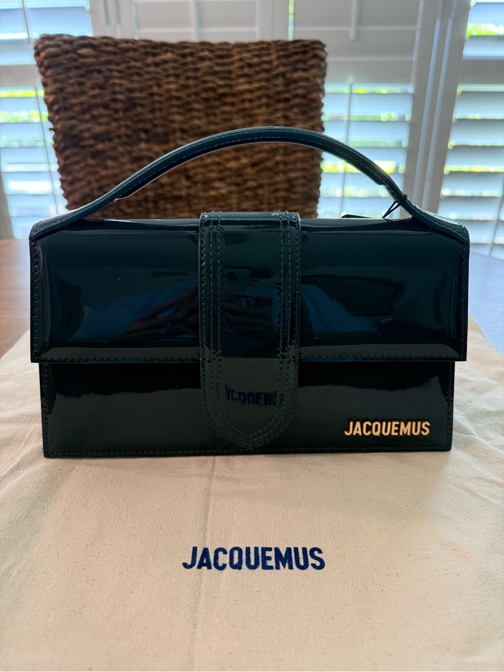 Jacquemus Teal Patent Leather Le Grand Bambino Bag with shoulder strap - Picture 2 of 13